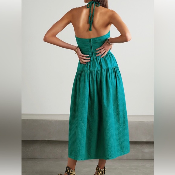 πΊπHPππΊ NWT Ulla Johnson Emmaline Midi Dress Verdigris - Picture 5 of 16
